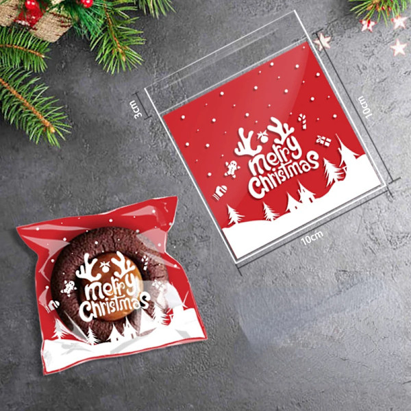 100 stykker jule gave pose selv klebende cookies godteri innpakning pose