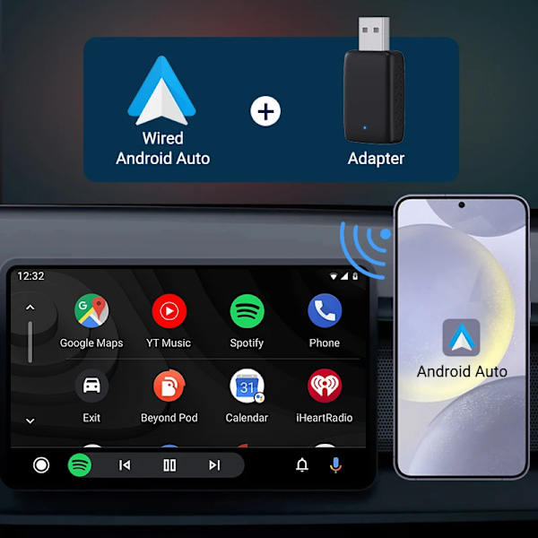 Langallinen Wireless CarPlay 2 in1 Mini Adapter Android Auto Smart Box Plug and Play