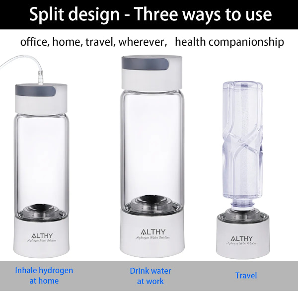 Väte Rik Vatten Generator Flaska - Glas Kopphus - DuPont SPE & PEM Dual Chamber Maker Ionizer