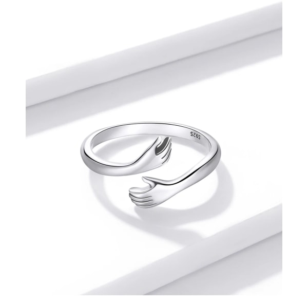 925 Sterling sølv kram varme og kærlighed hånd justerbar ring til kvinder fest smykker