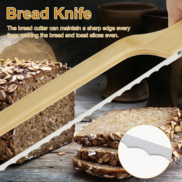 Bröd Kniv Tårta Skärning Kniv Mångsidigt Baguette Cutter Rostfritt Stål Limpa Bröd Skärare