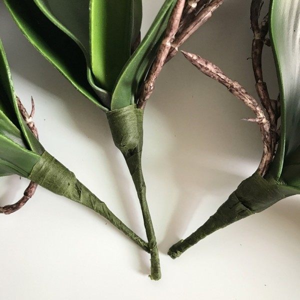 Ny Konstgjord Blomma Orkidé Lövhög Kvalitet PU Limning Textur Löv