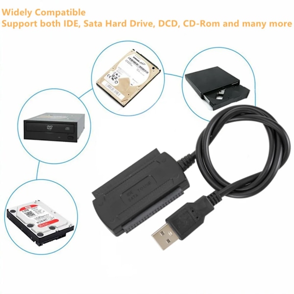 USB 2.0 til IDE SATA kabel 3 in 1 S-ATA 2.5 3.5 Tommer Hard Drive Disk HDD Adapter Konverter kabel