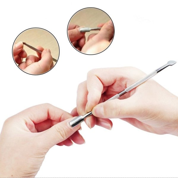Double Ended Cuticle Pushers Remover Rostfritt Stål Nagellack Scraper Cleaner Nail Art