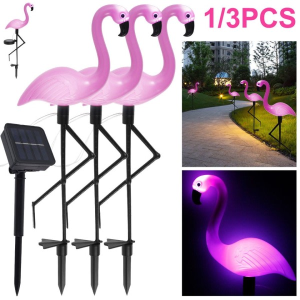 3 STK Flamingo Solar Lys IP55 Vanntett LED Rosa Flamingo Stak Lys Landskap  Ground Lampe 7c02 | Fyndiq