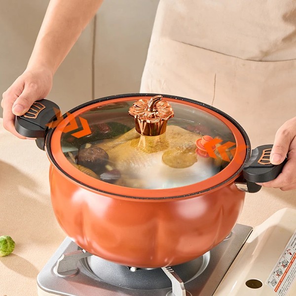 Græskar gryde multifunktionelt støbejern let tryk koger braise kog damp gryderet nonstick gryder madlavning gryder