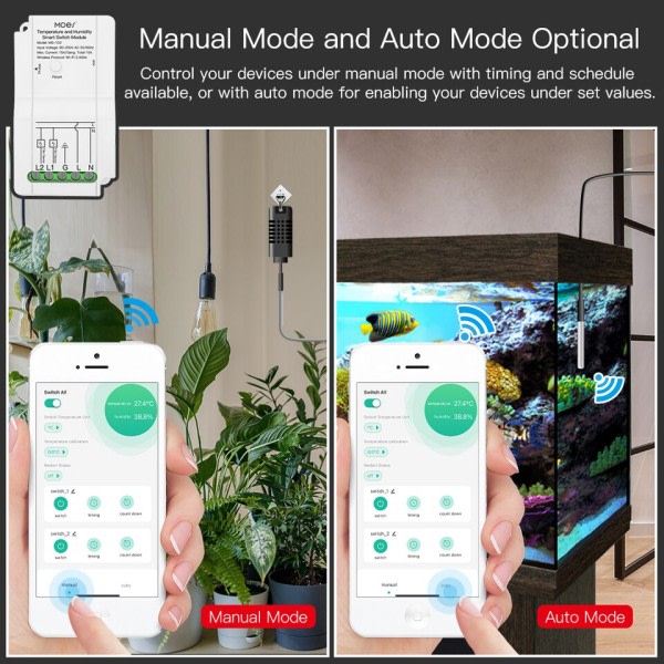 WiFi smart temperatur fuktighet omkopplare modul sensor dubbel relä utgång smart liv app trådlös kontroll