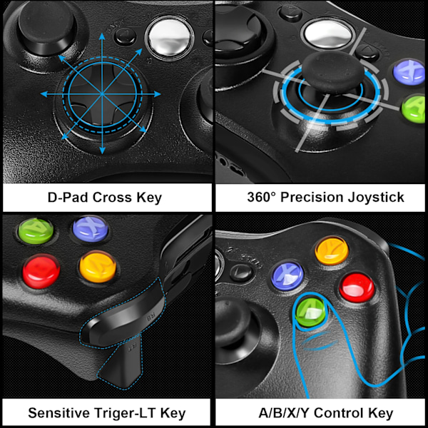 360 Gamepad Wireless/Wired Controller Supports Game Controller Joypad