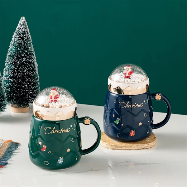 Jul Söt Jultomte Figuriner Keramik Bägare Kreativt Snöboll landskap Lock Muggar Jul present