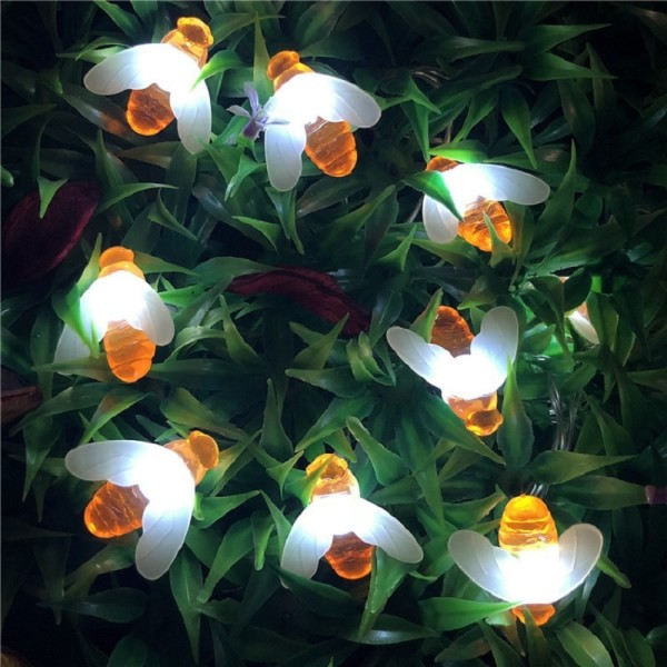 Vanntett Utendørs Søtt Honing Bee LED Fairy String Lights Solar Bee light  Jule Garland Lights