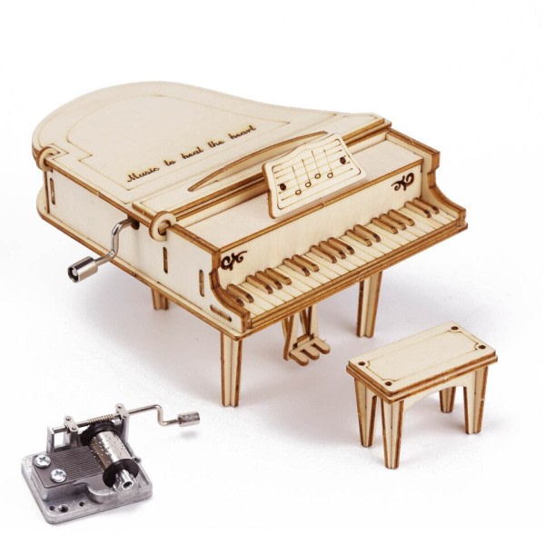 Grand Piano Tre Hånd Sveiv Musikk Eske Kontor Dekorasjon 3D Tre Puslespill Spill