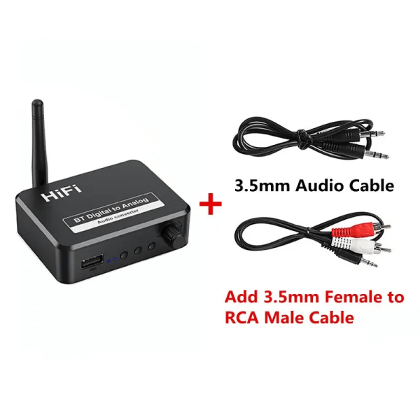 Professionell Digital till Analog Ljud DAC Konverterare Adapter Digital SPDIF Optisk Toslink till 3,5 mm AUX Jack RCA L/R Bluetooth 5 Audio Receiver