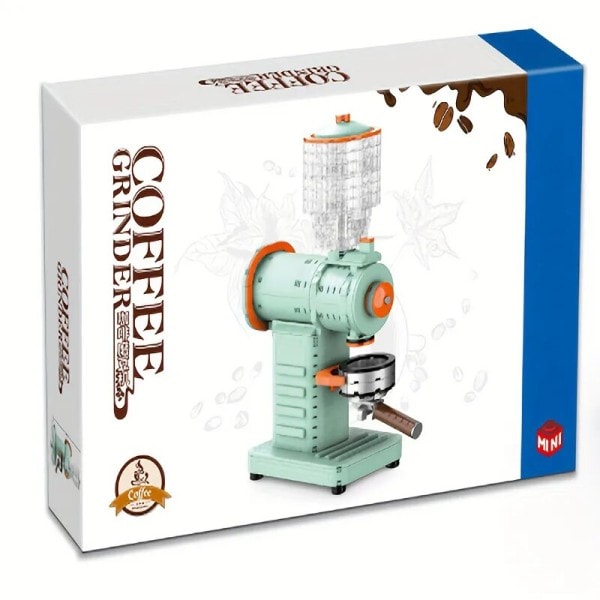 Kaffe kvarn Byggnad block mini kafé maskin montering tegelstenar MOC modell kreativ skrivbord dekoration