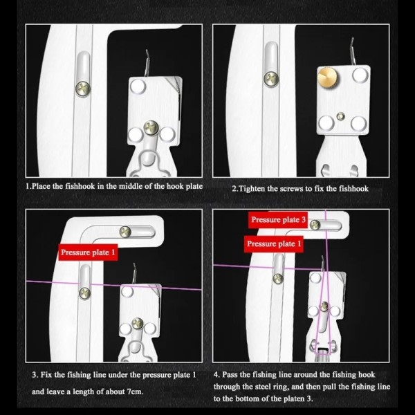 Fishhook Line Knotter Kannettava puoli automaattinen kalastus koukku ruostumaton teräs nopea sidonta tarvikkeita