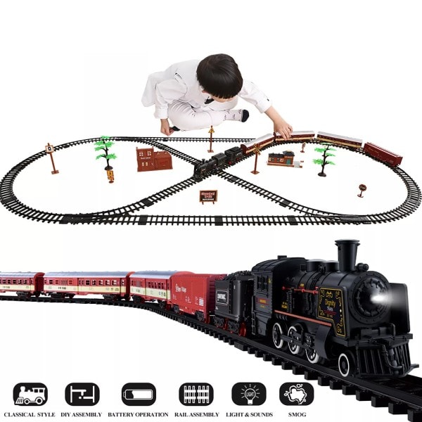 Bil Järnväg Spår Ånga Lok Motor Diecast Modell Utbildnings Spel Pojke Leksaker