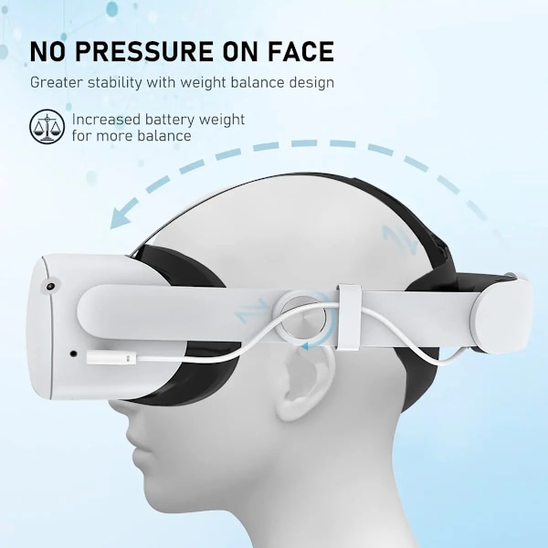 Justerbar hoved rem til Oculus Quest 2 VR headset opladning Elite rem 10000mAh batteri