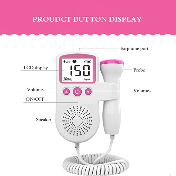 Husstand Doppler Foster Hjerte Rate Monitor for Baby Graviditet Hjerteslag detektor