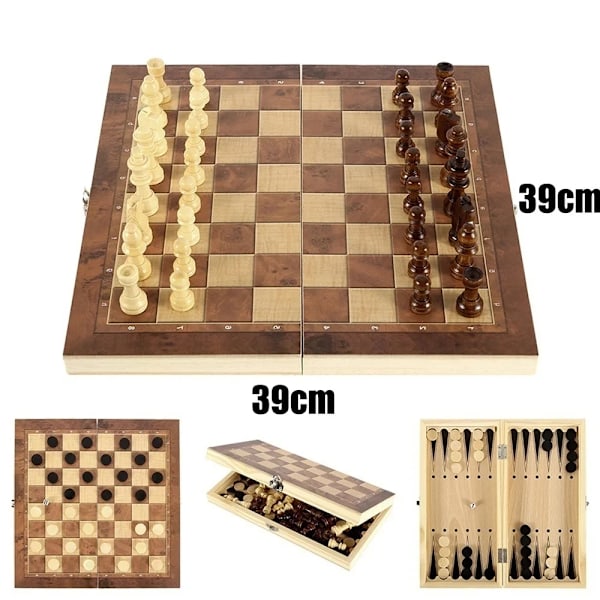 3 i 1 bräde fest bord spel tärningar schack backgammon bräde