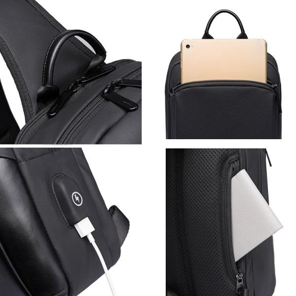 Multifunktion Crossbody Bryst Taske  Mænd USB Opladning Pakke Kort Tur Messengers Taske