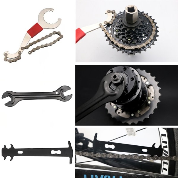 Cykel Reparation Verktyg Set Kedje Brossare Vev Puller MTB Cykel Kedja Mätning Linjal