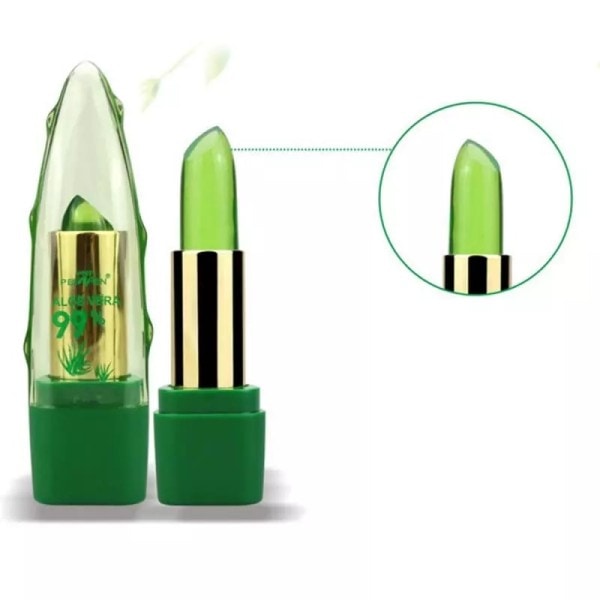 99% Aloe vera gel Läppstift Gloss Färg Färgande Fuktkräm Anti-torkande Avsaltning Finkorn Läpp Blam
