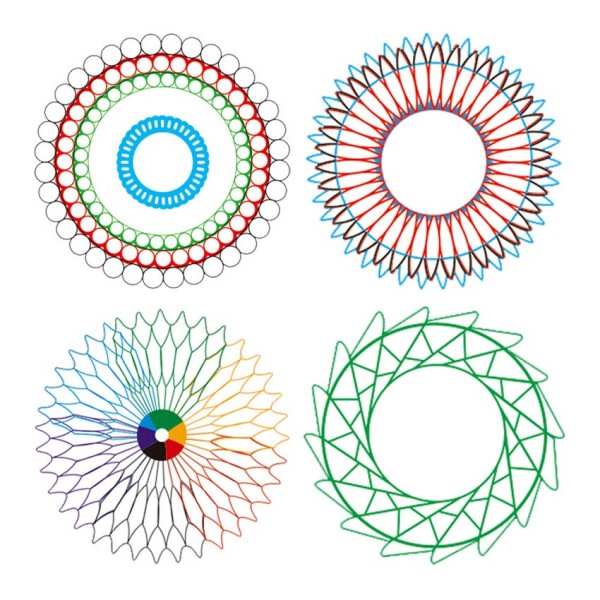 27st Spirograf Teckning Leksaker Set Sammanfogande Kugghjul Hjul med Pennor Spiral Designs Målning Tillbehör Geometrisk Linjal Leksak