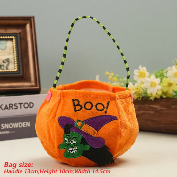 Halloween Bærbar Græskar Taske Trick Or Treat Børn Slik Taske Happy Halloween Dag gave
