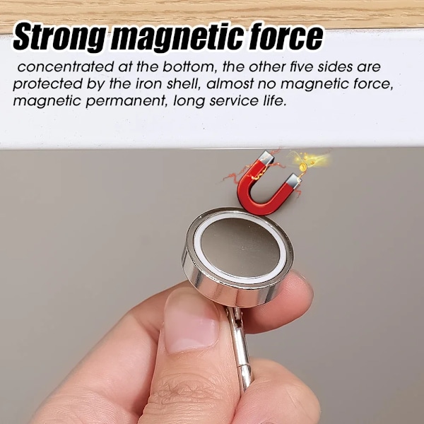 4  stykker Sterk Neodym Magnetisk kroker 360°Roterende Karabiner Magnet Ring Nøkkelring krok