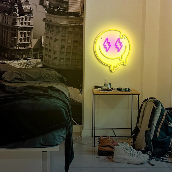 LED smältande smiley ansikte neon skylt dimbar smältande smiley ansikte neon skylt vägg dekoration neon skylt