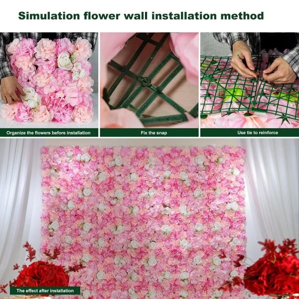 Konstgjorda blommor vägg panel 3D blommor bakgrund imitation rosor för vägg fest bröllop bröllop dusch utomhus dekoration