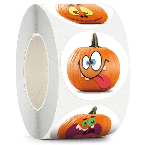 Halloween Pumpa Ghost Rund Handgjorda Förpackningar Försegling Etikett Klistermärke