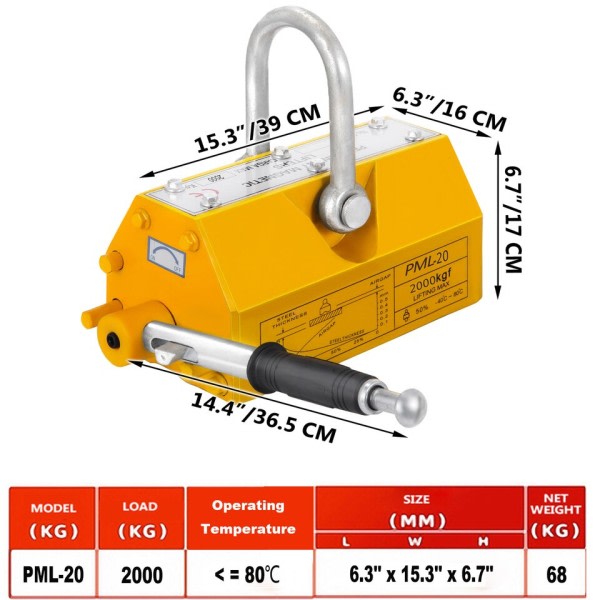 Stål Permanent Magnetisk Lyftare Neodym Magnet Kran Lift Lift Metall Sugkopp Konstruktion Verktyg