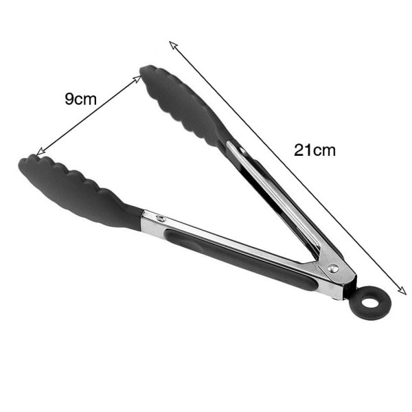Mat tang rustfritt stål kjøkken tang silikon nylon sklisikker matlaging klemme klemme BBQ salat verktøy