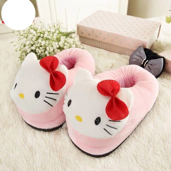 Sanrio Hello Kitty Bomull Tofflor Vinter Foam Lovers Rosa Röd Mjuk Fleece Flicka Hem