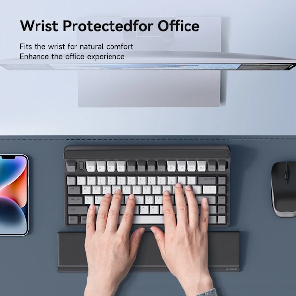 Tastatur Håndled Rest Pad Ergonomisk Blød Hukommelse Skum Støtte Desktop Opbevaring Boks Nem Tastning Smertelindring