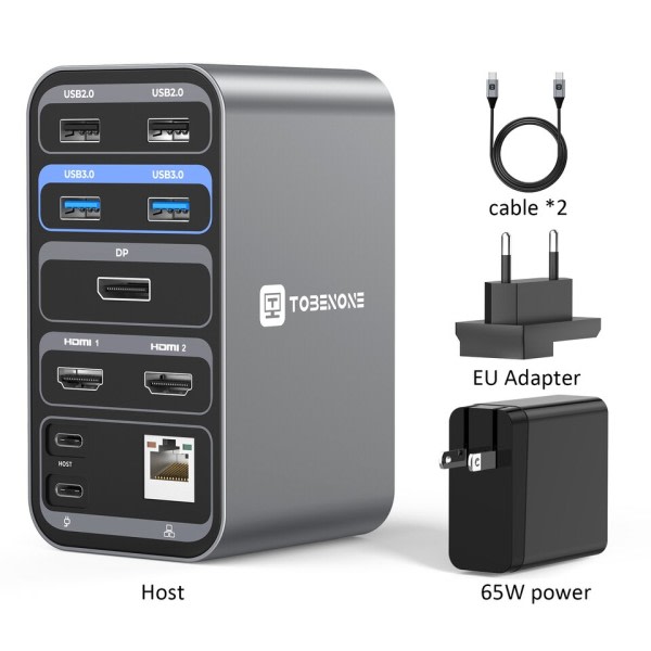 Docking station 4K/60Hz Dual Monitor Skærm Med 2 HDMI VGA RJ45 USB C Splitter Hub