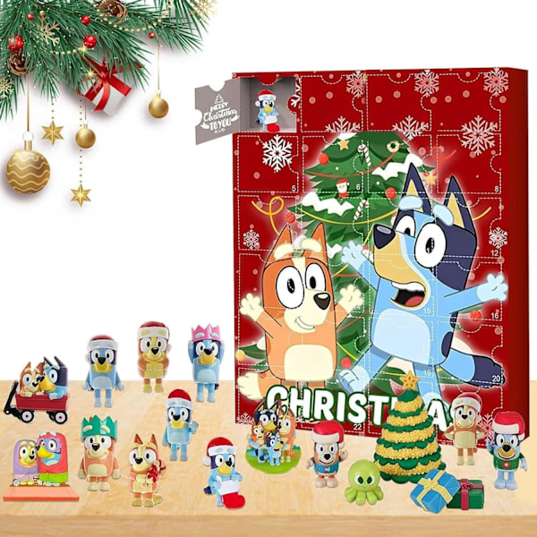 Blueyed Toys Kawaii Anime Figur Jule Gave Eske Bingos Hund Familie Spill Countdown Kalender Eske