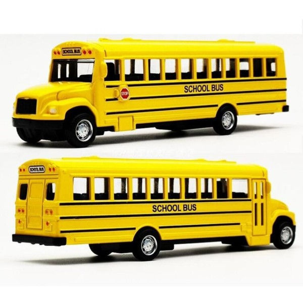 Diecast Seos Inertia Koulu Bussi Malli Vedä Taka Auto lelut ajoneuvo lasten koulutus lelu