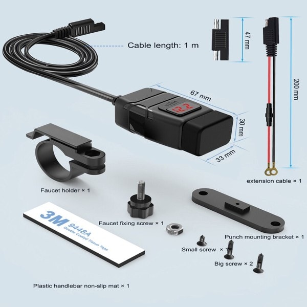 Vedenpitävä Moottoripyörä Puhelin Laturi Kaksoisportti Pika Lataus Moottoripyörä USB pistoke