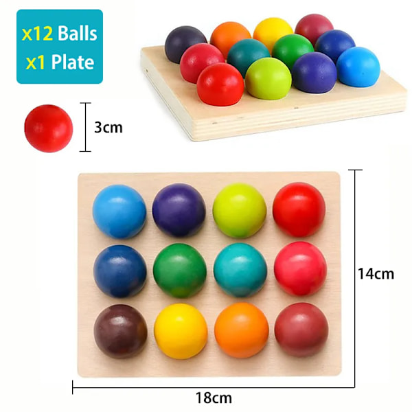 Regnbue Ball og kopper Farge Sortering Spill Fine Motor Tidlig Utdanning Læring Leker