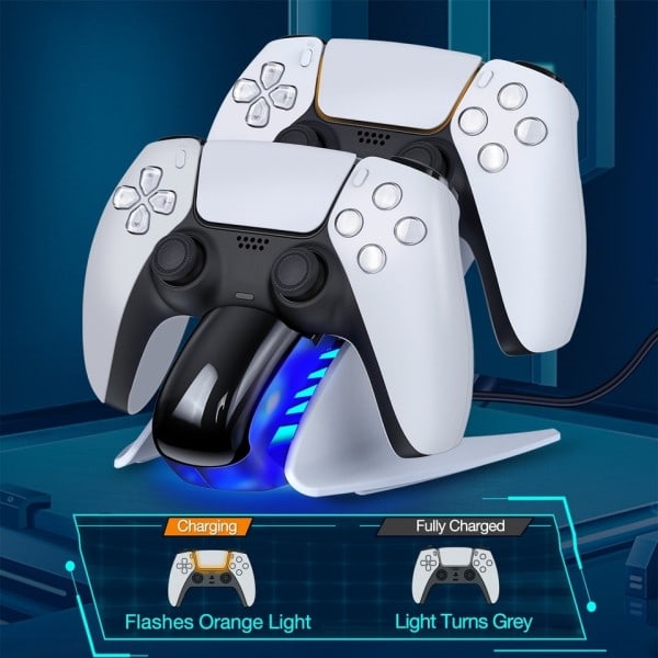 Kaksois ohjain laturi PS5 lataus telakka asema Playstation 5 Dualsense ohjaimet USB C kaapelilla