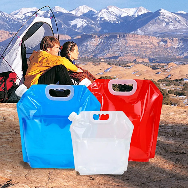 5L /10L 2 bitar Utomhus Bärbar Vikbar Vatten påse Resor Camping Plast Stor Kapacitet Vatten Förvaring påsar för olika vätskor