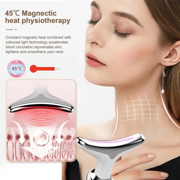 Hals Ansikt Skjønnhet Enhet EMS Nakke Ansiktsløfting Massager Skin Stram Enhet