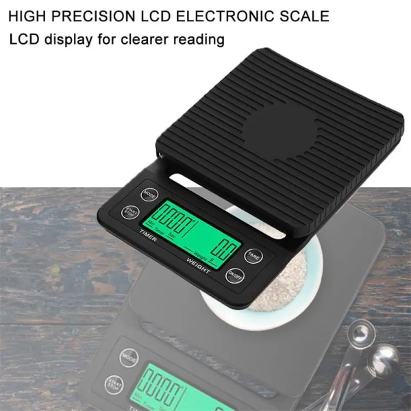 Sort Precision Kaffe Dropning Scale 0,1g Kaffe Dropping Scale Med Timer Digital Køkken vægt