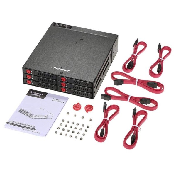 6-Bay 2,5 tommer SATA SSD HDD Hot Swap Mobil Rack/Enclosure Hard Disk Kapital Rack Data lagring