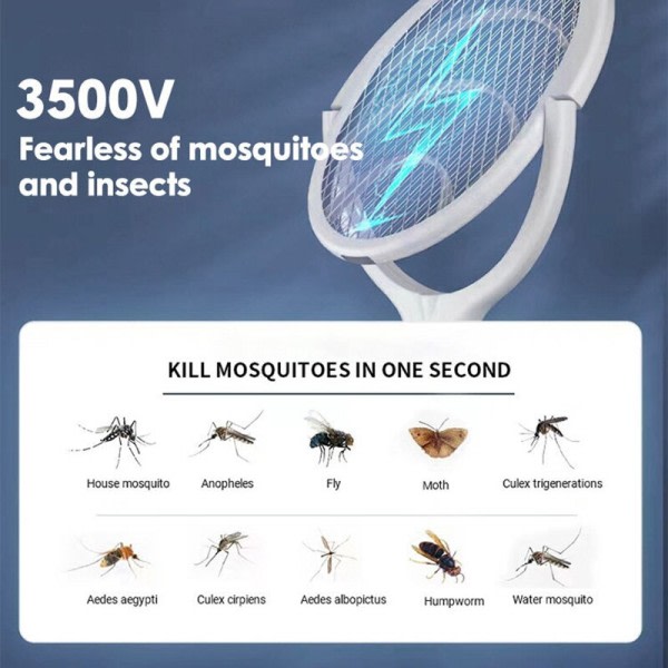 Rask lading racket Kill Fly Bug Sikkerhet ABS Justerbar Elektrisk Mygg Swatter