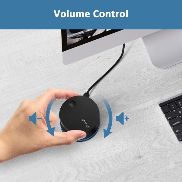 USB Volum Kontroll knapp EMEET USB Multimedia Kontroller knapp med Ett-klikk Mute Function og Musikk Switching Multimedia Control