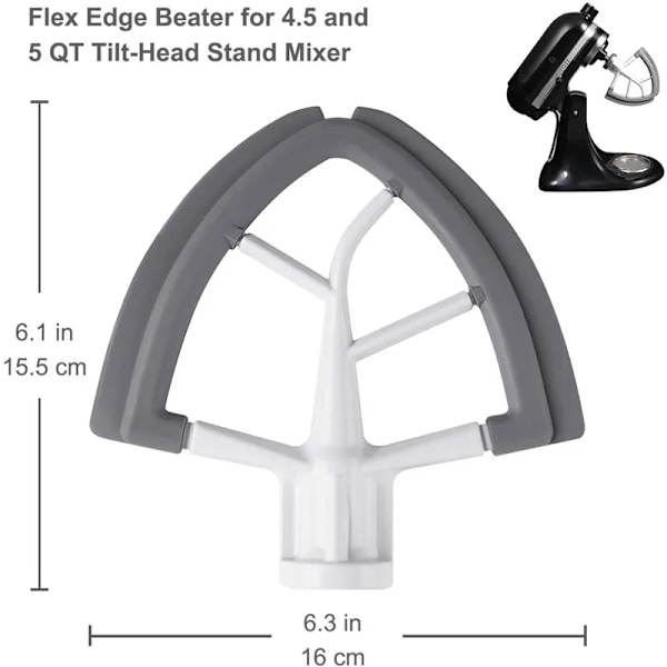 Flex-Edge Paddle Attachment til Kitchenaid 4.5-5 QT Tilt-Head Stand Blander Erstatning Silicone Pisker Skål Skraber Kling