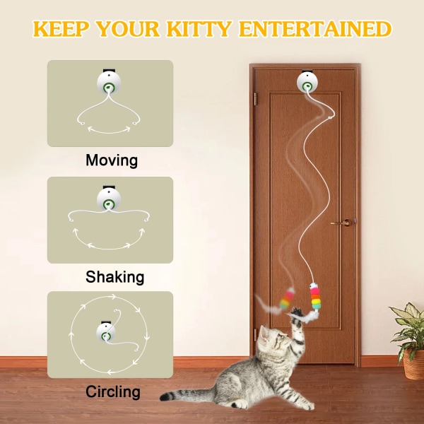 Interaktiv katte fjær leker hengende elektrisk katte leker for inne katter automatisk katt leke