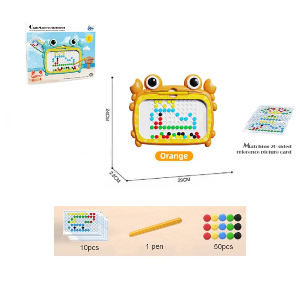 Magnetisk tegnebræt til børn stort Doodle tavle med magnet perler og pen sød krabbe legetøj